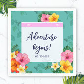 Tropischer Boarding Pass Hochzeit in Urlaubsort Serviette