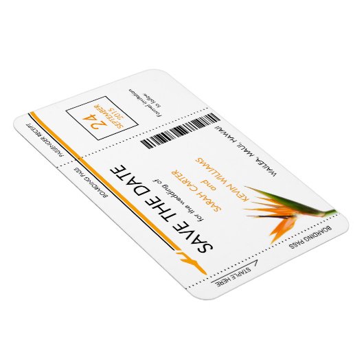 Tropischer Boarding: Speichern Sie die Datumsmagne Magnet (Rechte Seite)