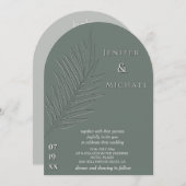 Tropischer Bogen mit Buchstabenpalme, alles in ein Einladung (Vorne/Hinten)