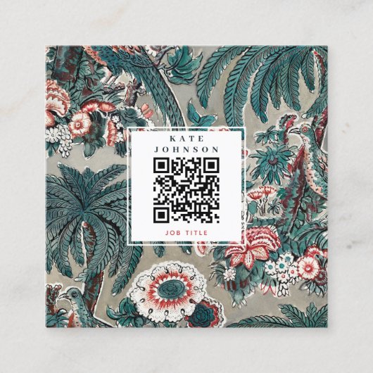 Tropischer botanischer QR-Code Soziale Medien Quadratische Visitenkarte (Vorderseite)