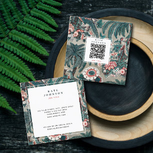 Tropischer botanischer QR-Code Soziale Medien Quadratische Visitenkarte