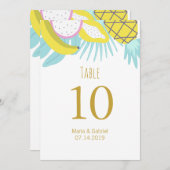 Tropischer botanischer Sommerstrand Hochzeit Tisch Einladung (Vorne/Hinten)