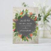 Tropischer Botanischer Stein Save the Date (Stehend Vorderseite)