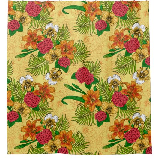 Tropischer Bouquet Duschvorhang (Vorderseite)