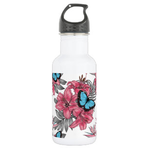 Tropischer Bouquet Edelstahlflasche