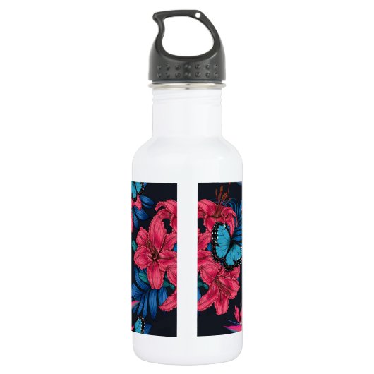 Tropischer Bouquet Edelstahlflasche (Rückseite)