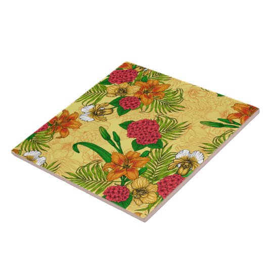 Tropischer Bouquet Fliese (Seite)