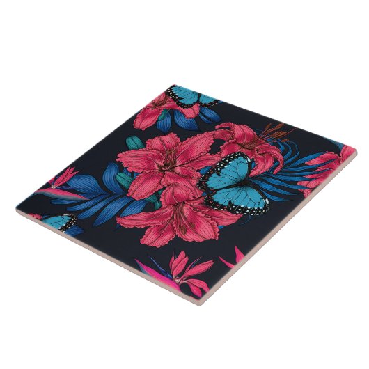 Tropischer Bouquet Fliese (Seite)