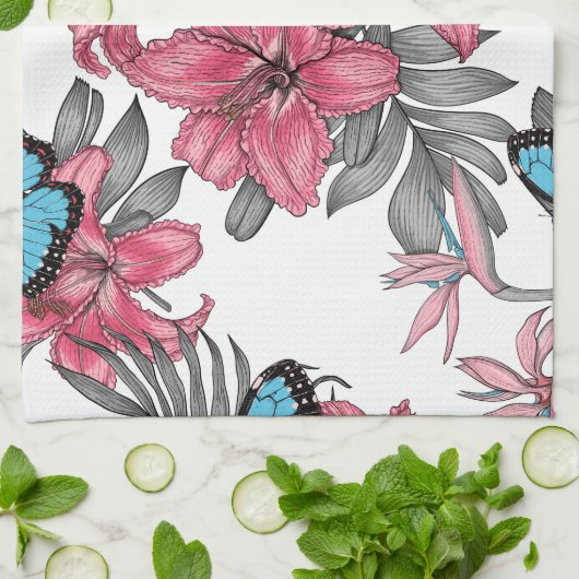 Tropischer Bouquet Geschirrtuch (Gefaltet)