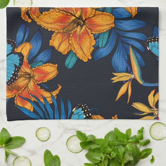 Tropischer Bouquet Geschirrtuch (Gefaltet)