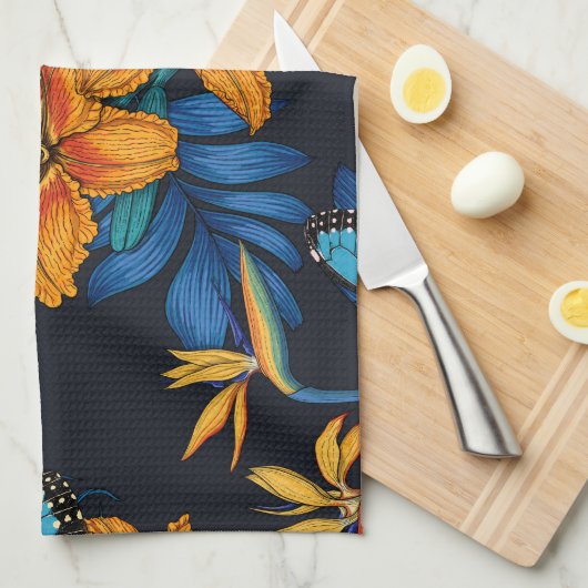 Tropischer Bouquet Geschirrtuch (Viertel Falte)