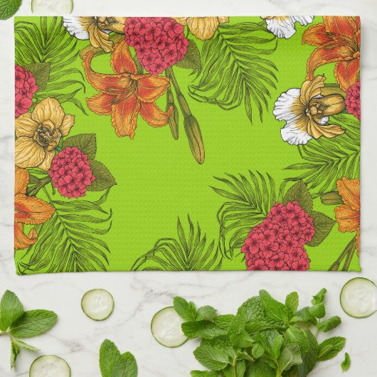 Tropischer Bouquet Geschirrtuch (Gefaltet)
