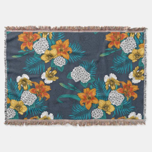 Tropischer Bouquet in Blau Decke (Vorderseite)