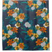 Tropischer Bouquet in Blau Duschvorhang (Vorderseite)
