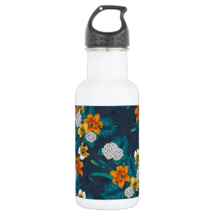 Tropischer Bouquet in Blau Edelstahlflasche
