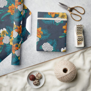 Tropischer Bouquet in Blau Geschenkpapier
