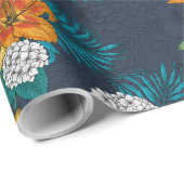Tropischer Bouquet in Blau Geschenkpapier (Rolleneckpunkt)