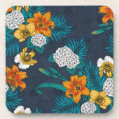 Tropischer Bouquet in Blau Getränkeuntersetzer (Vorderseite)