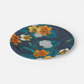 Tropischer Bouquet in Blau Pappteller (Schrägansicht)