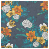 Tropischer Bouquet in Blau Stoff (Muster)