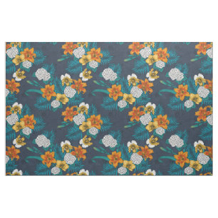 Tropischer Bouquet in Blau Stoff