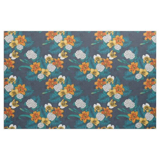 Tropischer Bouquet in Blau Stoff (Fat Quarter (45,7 x 55,9 cm))