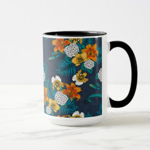 Tropischer Bouquet in Blau Tasse