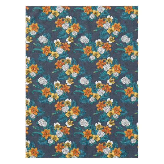 Tropischer Bouquet in Blau Tischdecke (Vorderseite)