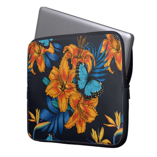 Tropischer Bouquet Laptopschutzhülle (Vorderseite Links)