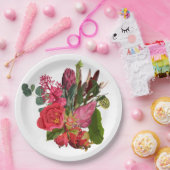 Tropischer Bouquet mit rosa Blume Pappteller (Party)