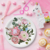 Tropischer Bouquet mit rosa Blume Pappteller (Party)