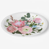 Tropischer Bouquet mit rosa Blume Pappteller (Schrägansicht)