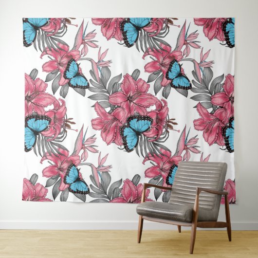 Tropischer Bouquet Wandteppich (Beispiel (Horizontal))