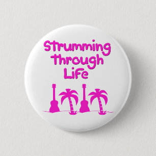 Tropischer Brandungsentwurf Hawaiin Ukulele Button