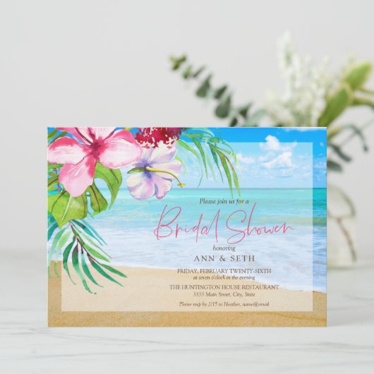 Tropischer Brautparty Einladung (Stehend Vorderseite)