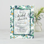 Tropischer Brautparty Hibiskus Floral Einladung (Stehend Vorderseite)