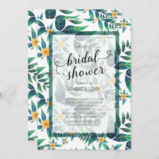 Tropischer Brautparty Hibiskus Floral Einladung (Vorne/Hinten)