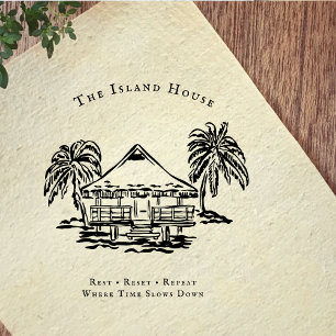Tropischer Bungalow-Küsten-Branding-Stempel Gummistempel