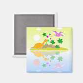 Tropischer Cartoon Dinosaurs Island Kühlschrankmag Magnet (Vorderseite/Rückseite)
