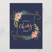 Tropischer Chef farbenfrohe Blume Goldrahmen Menükarte (Rückseite)