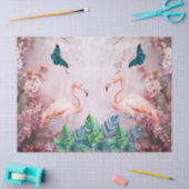 Tropischer Cherry Blossom & Pink Flamingos Dekoupa Seidenpapier (Basteln)