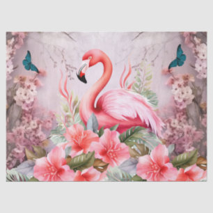 Tropischer Cherry Blossom & Pink Flamingos Dekoupa Seidenpapier