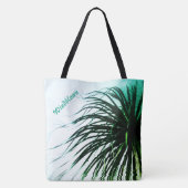Tropischer Chic von Windblown Palm Tree Tasche (Rückseite)