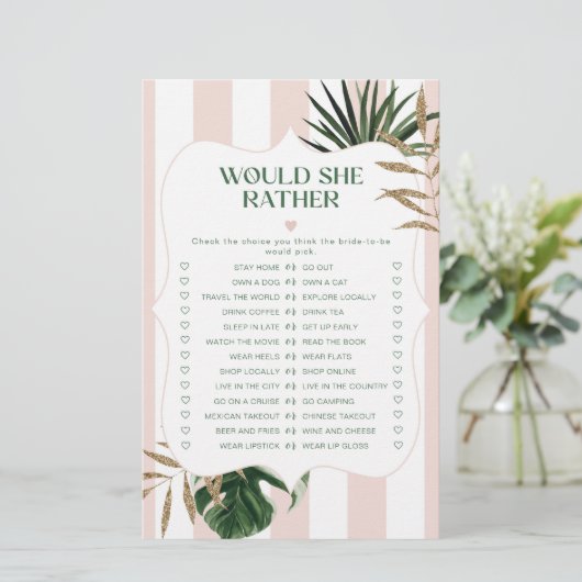 Tropischer Chic Wäre sie lieber Bridgame (Stehend Vorderseite)