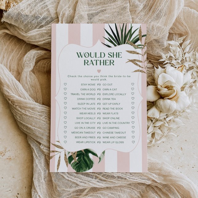 Tropischer Chic Wäre sie lieber Bridgame (Von Creator hochgeladen)