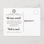 Tropischer Chic Wir haben die Beach Muschel neu Ad Ankündigungspostkarte (Rückseite)