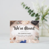 Tropischer Chic Wir haben die Beach Muschel neu Ad Ankündigungspostkarte (Stehend Vorderseite)