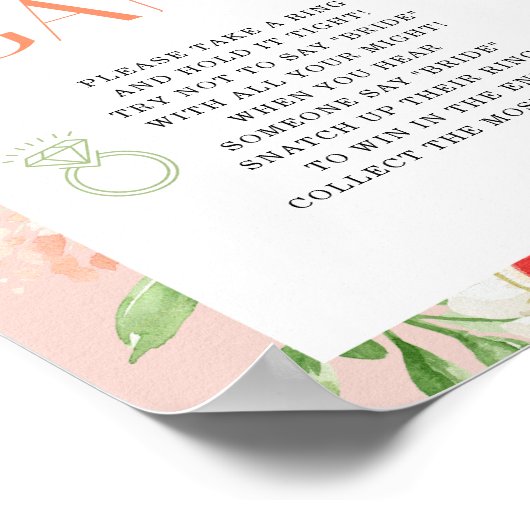 Tropischer Citrus Brautparty Ring Game Sign Poster (Ecke)