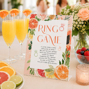 Tropischer Citrus Brautparty Ring Game Sign Sockelschild