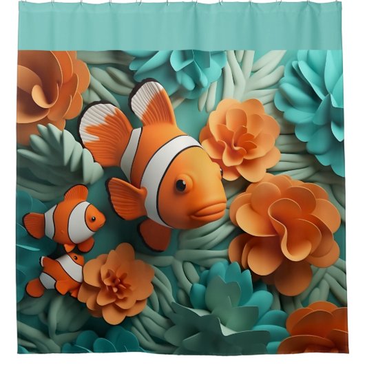 Tropischer Clownstrand Duschvorhang (Vorderseite)